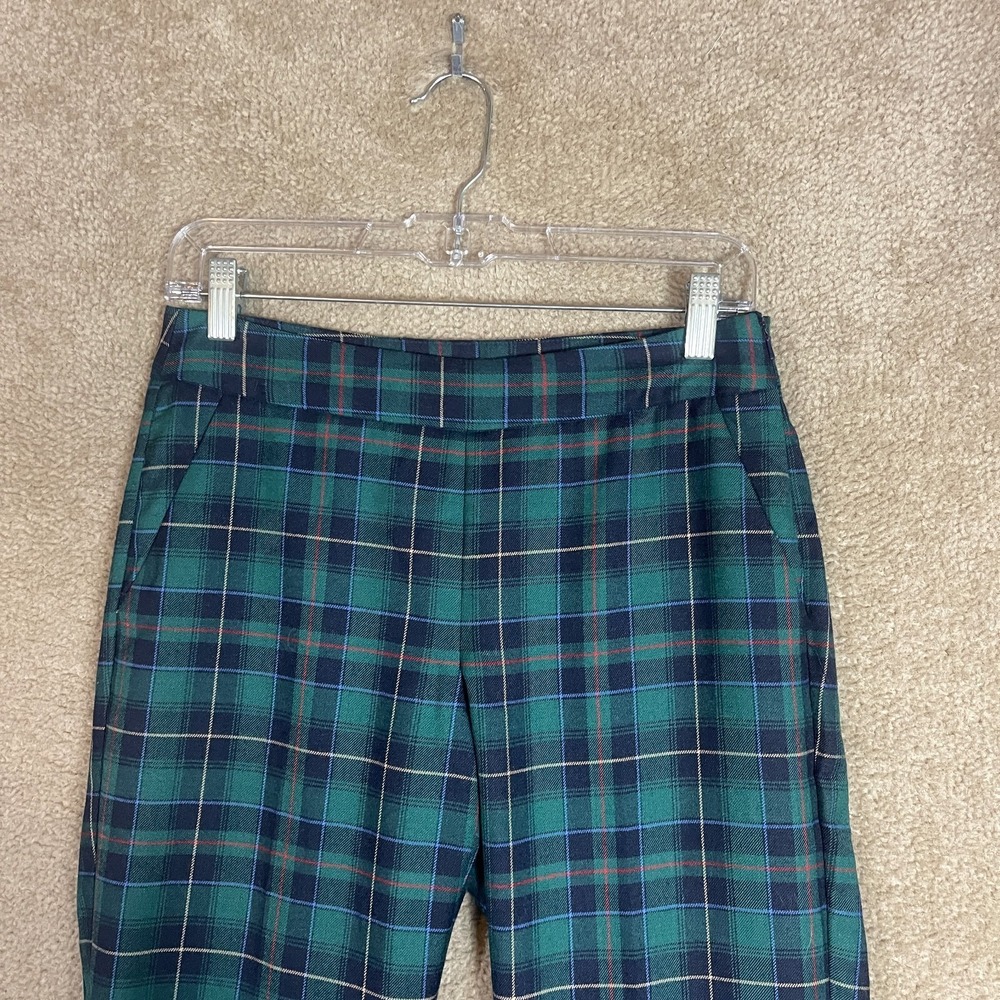 Talbots Hampshire Trouser Pants Petite Womens 2P Green/Blue Tartan‎ Plaid Wool - Picture 3 of 12